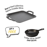 Lodge Chef Collection Cast Iron Square Griddle 28cm