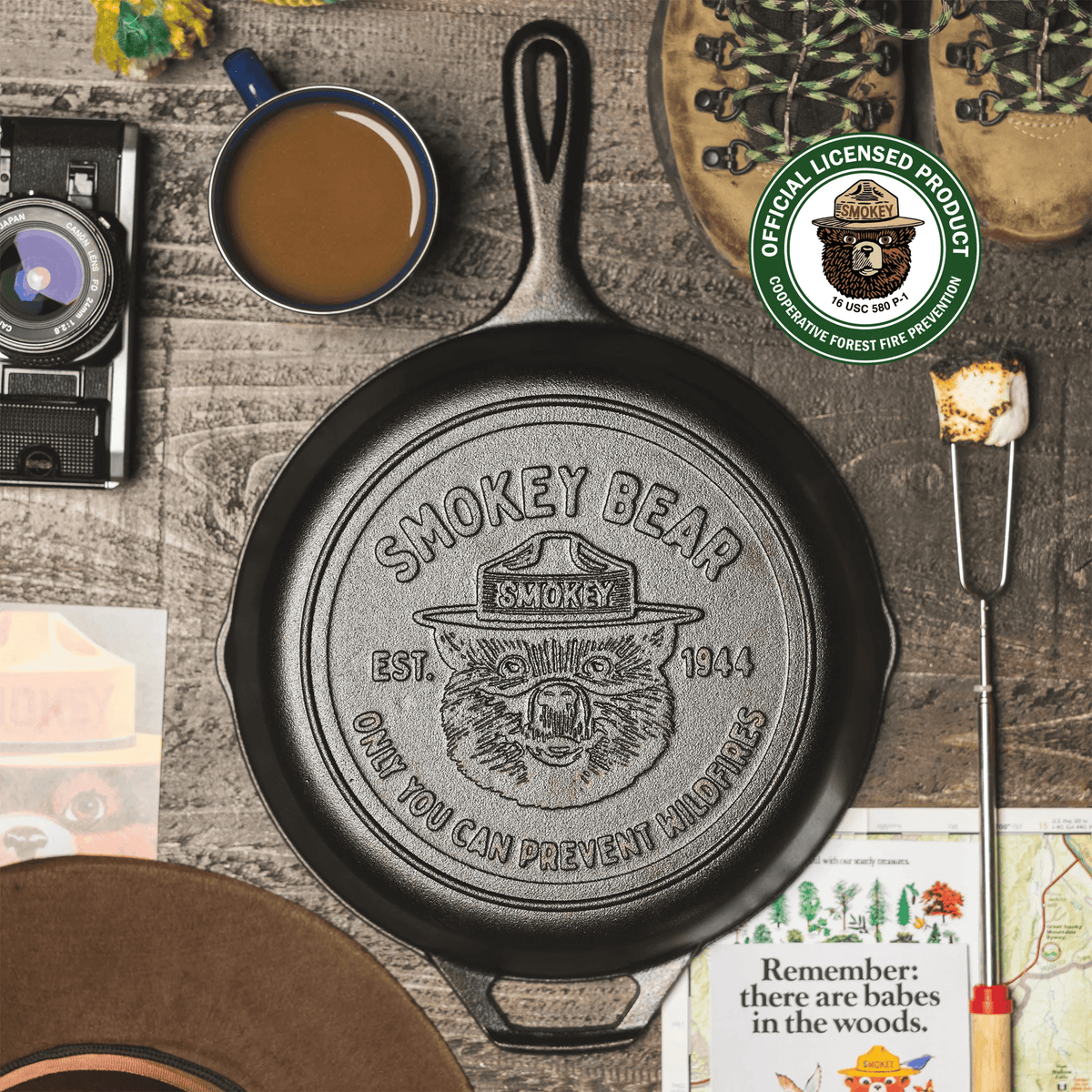 Lodge Smokey Bear Cast Iron Skillet 26cm