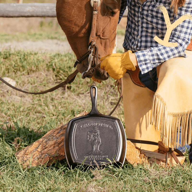 Lodge Yellowstone Cast Iron Square Grill Pan Cowboy 26cm