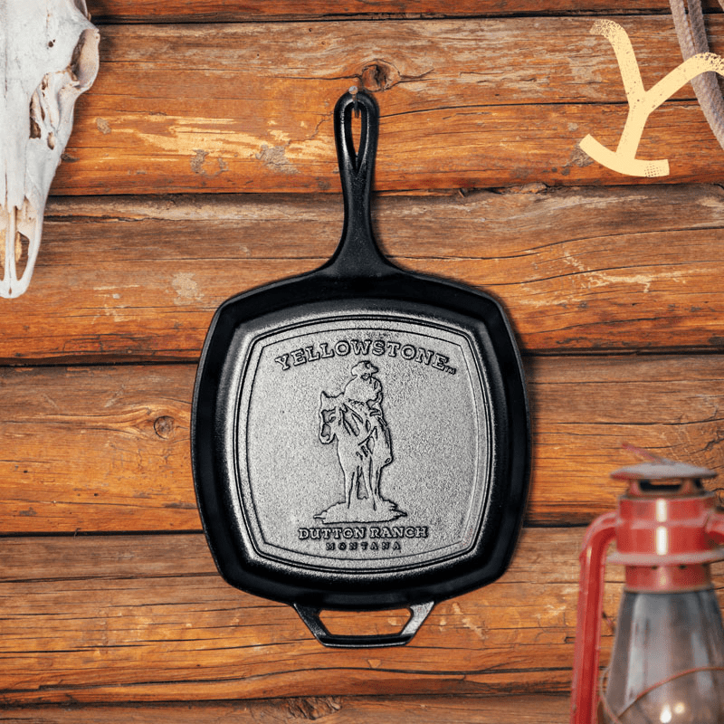 Lodge Yellowstone Cast Iron Square Grill Pan Cowboy 26cm