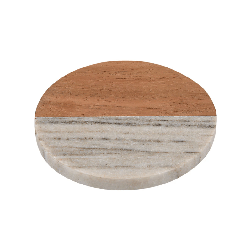 Maxwell & Williams Coaster Collective Round Marble & Acacia Coaster 10cm Beige