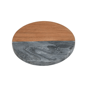 Maxwell & Williams Coaster Collective Round Marble & Acacia Coaster 10cm Charcoal