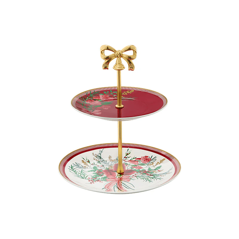 Maxwell & Williams Festive Flora 2 Tiered Cake Stand