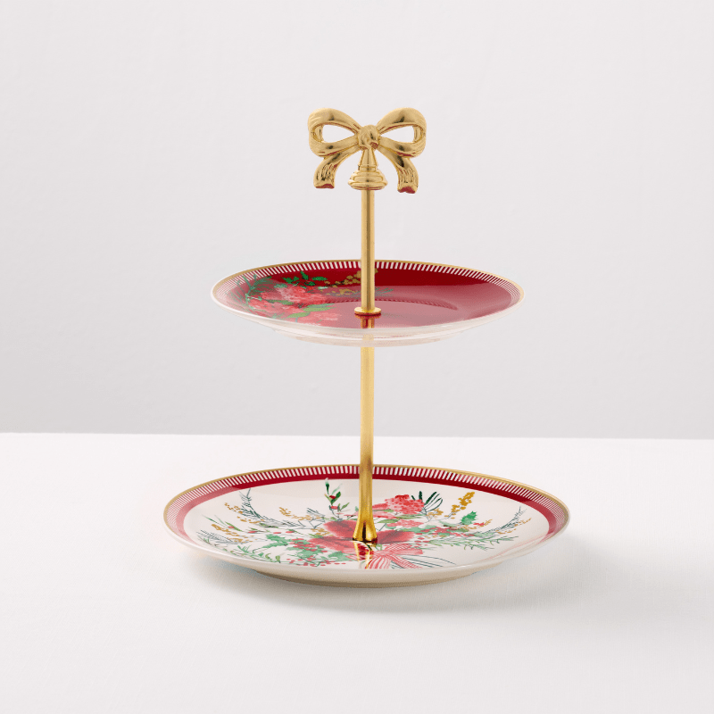 Maxwell & Williams Festive Flora 2 Tiered Cake Stand