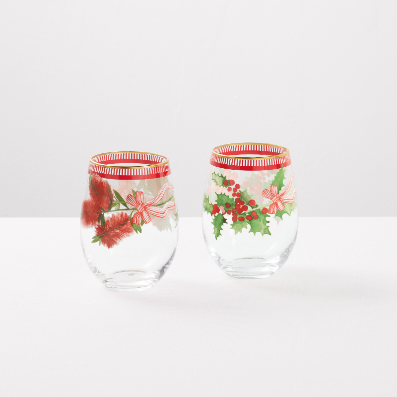 Maxwell & Williams Festive Flora Steamless Glass 560ml Set of 2