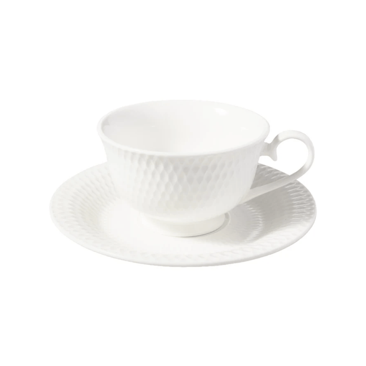 Maxwell & Williams White Basics Diamonds Footed Cup & Saucer 200ml