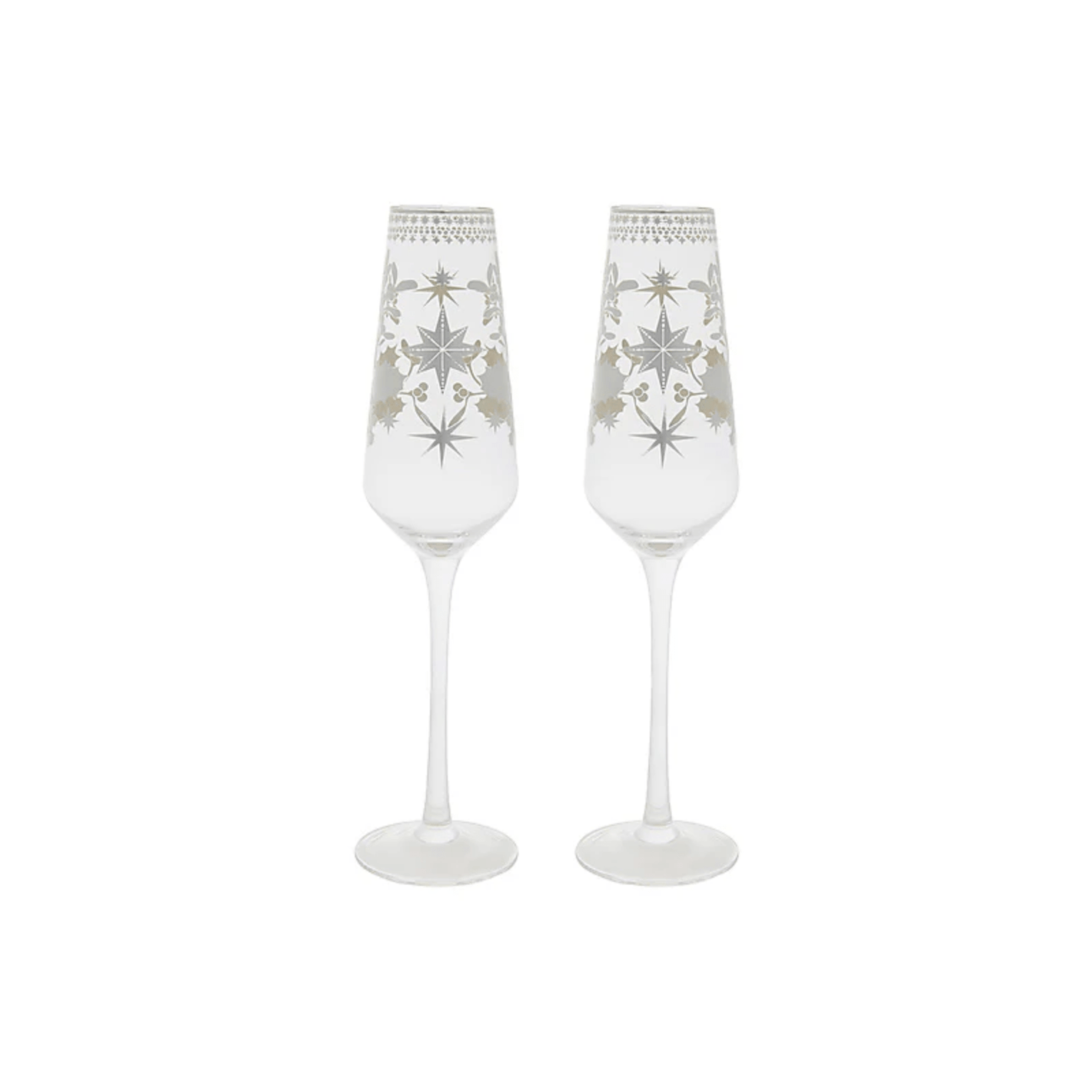 Maxwell & Williams White Christmas Prosecco Glass 240ml Set of 2 Silver