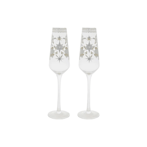 Maxwell & Williams White Christmas Prosecco Glass 240ml Set of 2 Silver