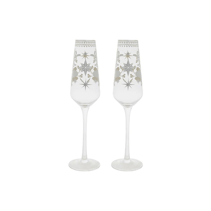 Maxwell & Williams White Christmas Prosecco Glass 240ml Set of 2 Silver