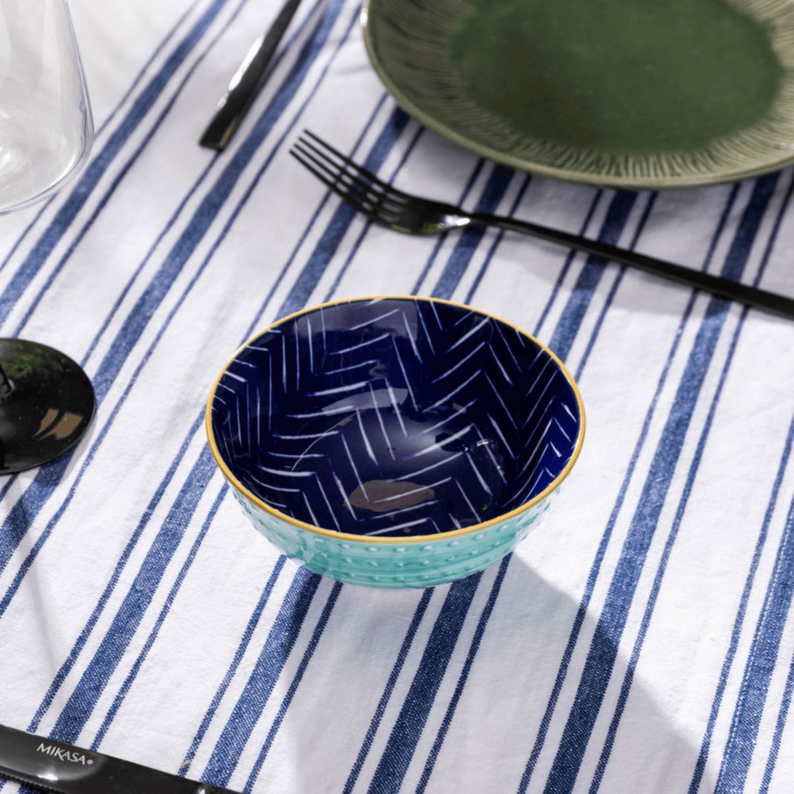 Mikasa Nibble Bowl 12cm Indigo Chevron