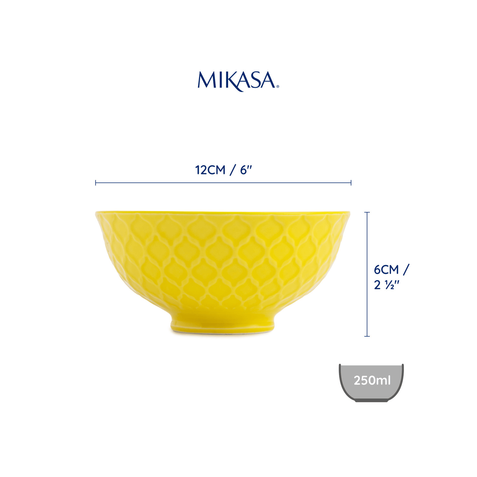 Mikasa Nibble Bowl 12cm Yellow and Blue Geometric