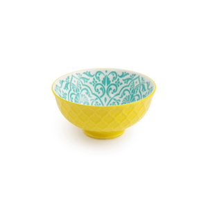 Mikasa Nibble Bowl 12cm Yellow and Blue Geometric