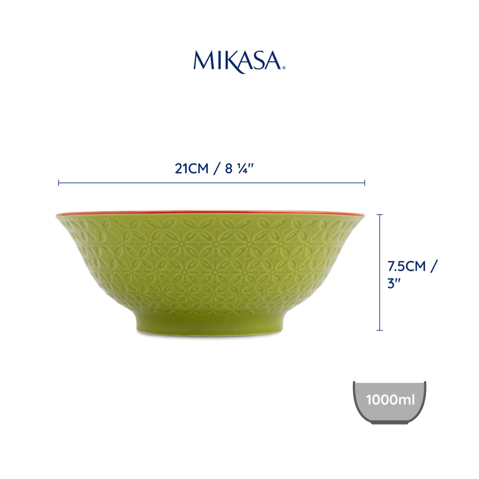 Mikasa Ramen Bowl 21cm Green and Blue Geometric