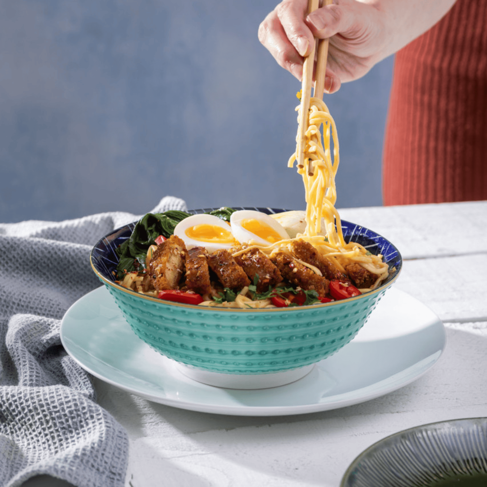 Mikasa Ramen Bowl 21cm Indigo Chevron