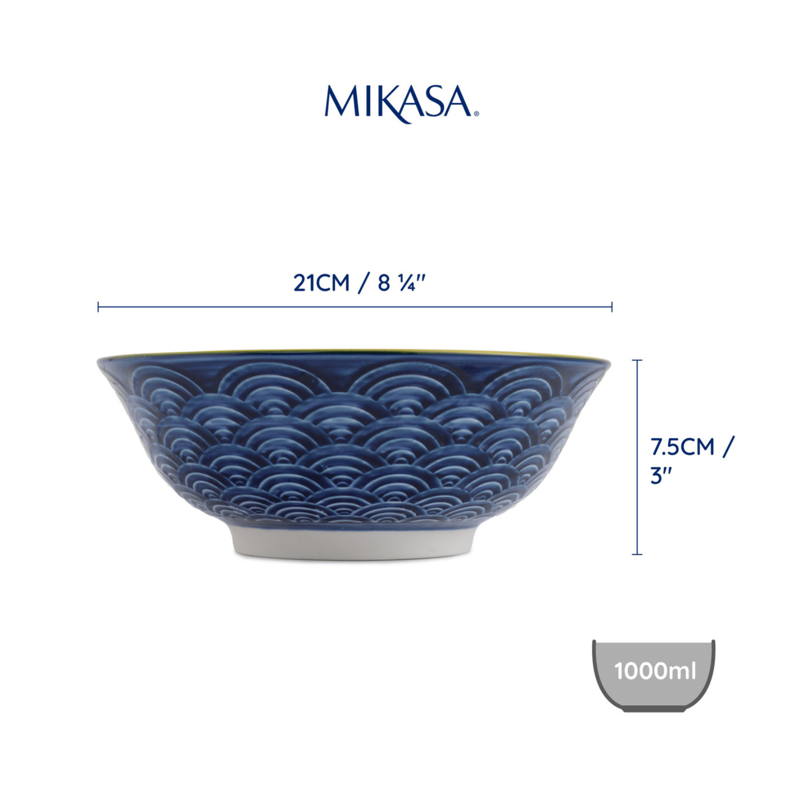 Mikasa Ramen Bowl 21cm Red and Blue Arc