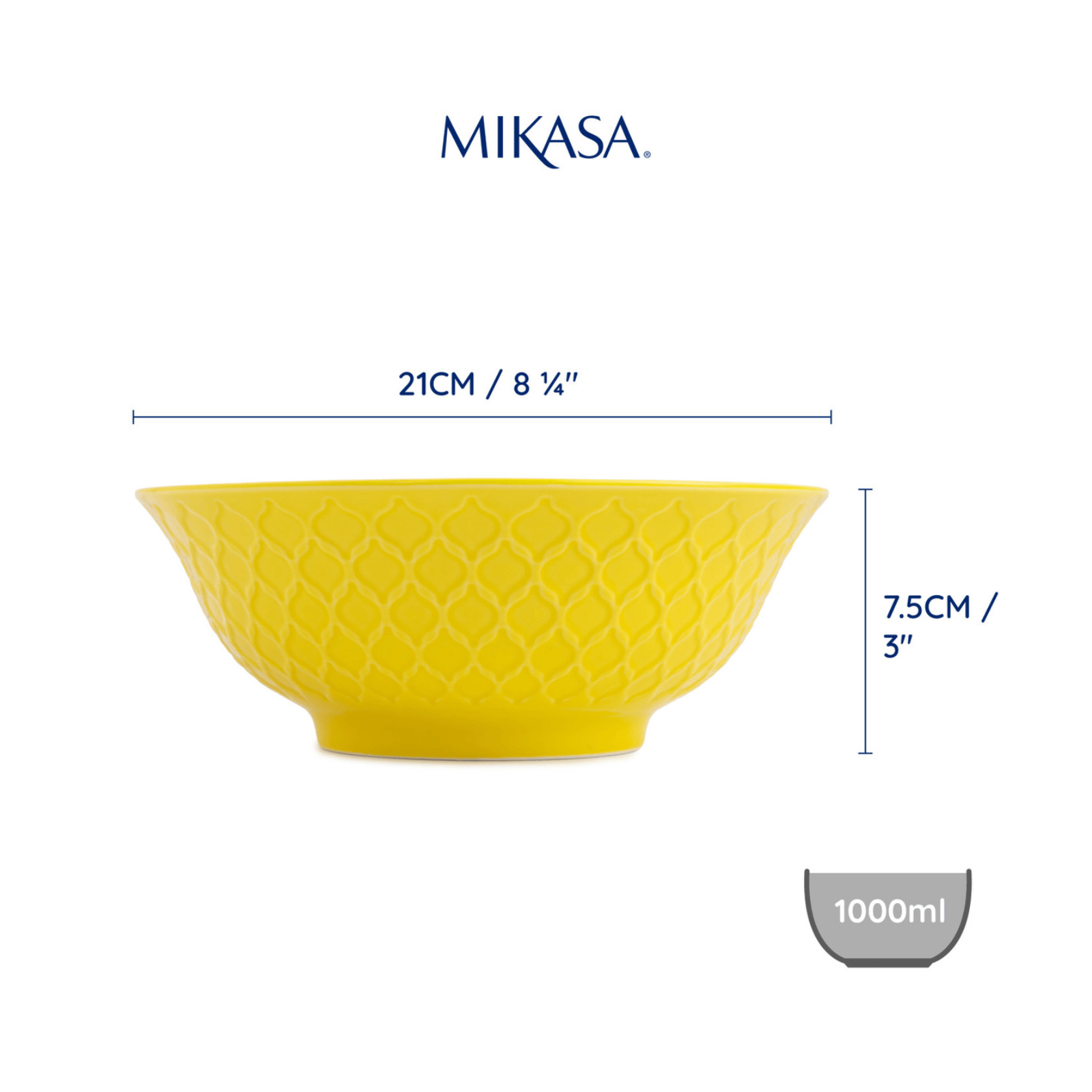 Mikasa Ramen Bowl 21cm Yellow and Blue Geometric