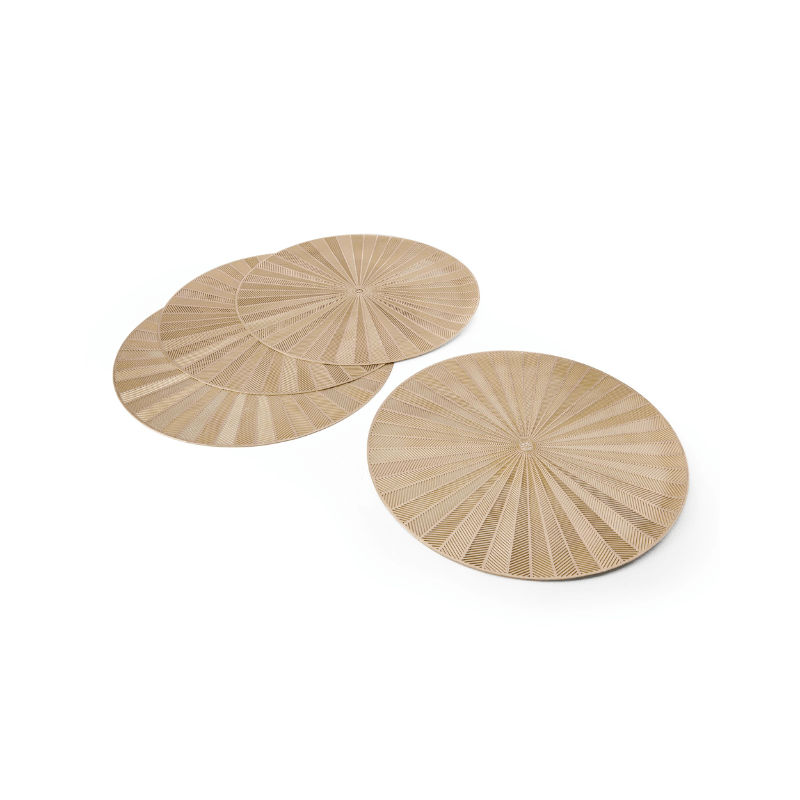 Mikasa Round PVC Gold Placemats 38cm 4-Piece