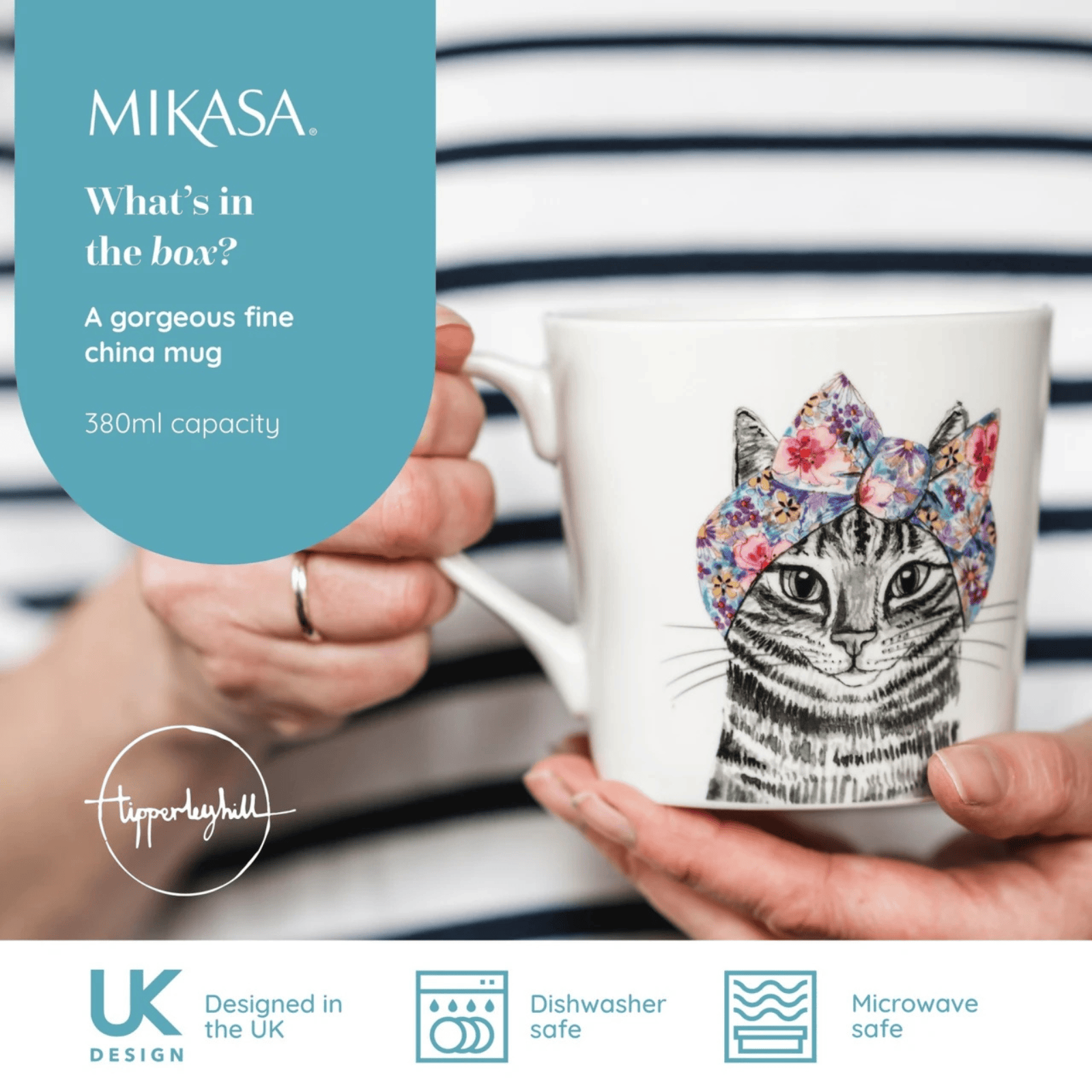 Mikasa x TipperleyHill Fine China Mug 380ml Cat