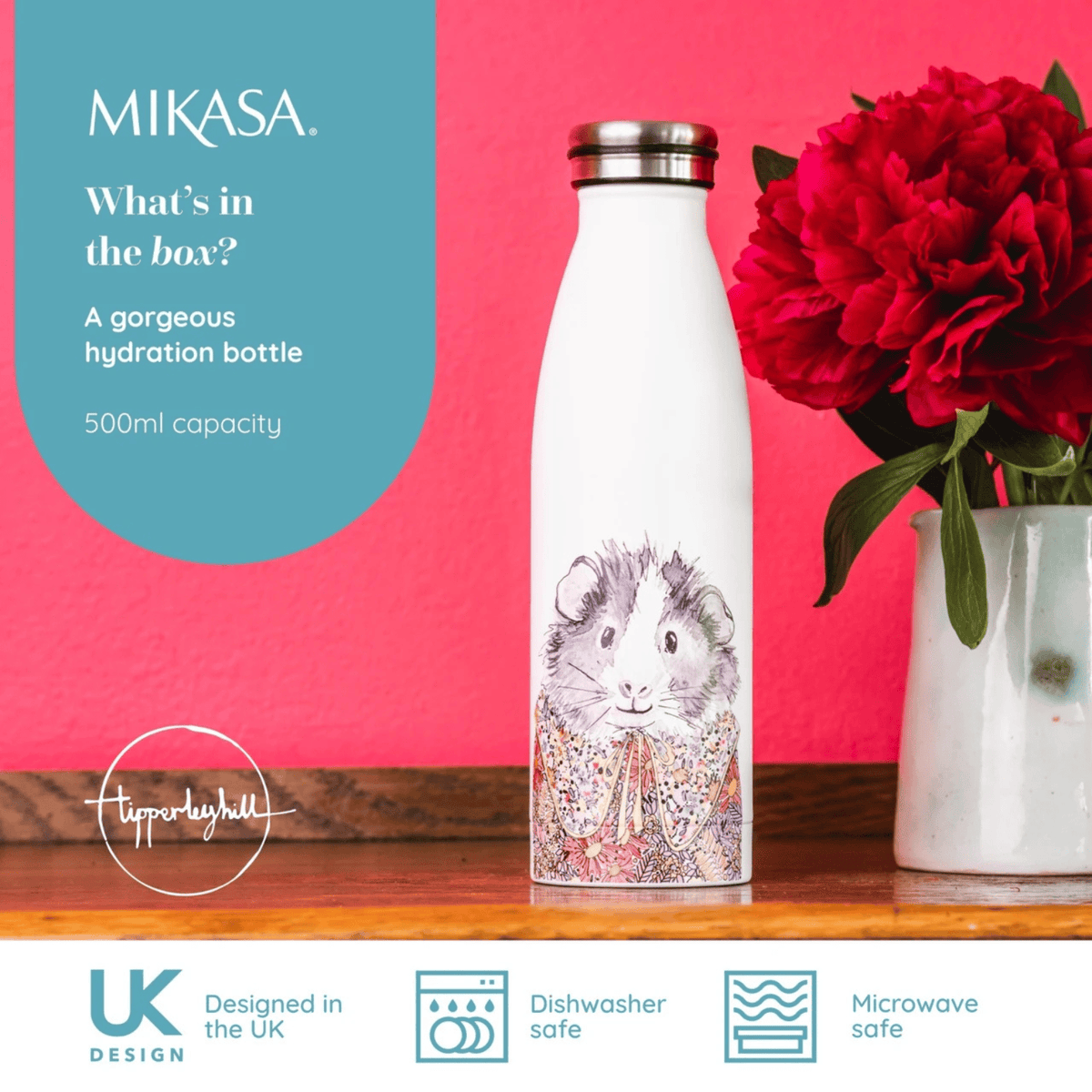 Mikasa x TipperleyHill Water Bottle 500ml Guinea Pig