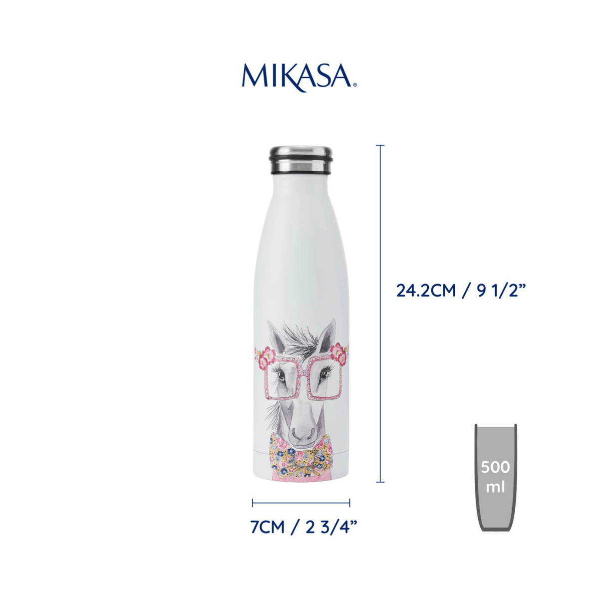 Mikasa x TipperleyHill Water Bottle 500ml Horse