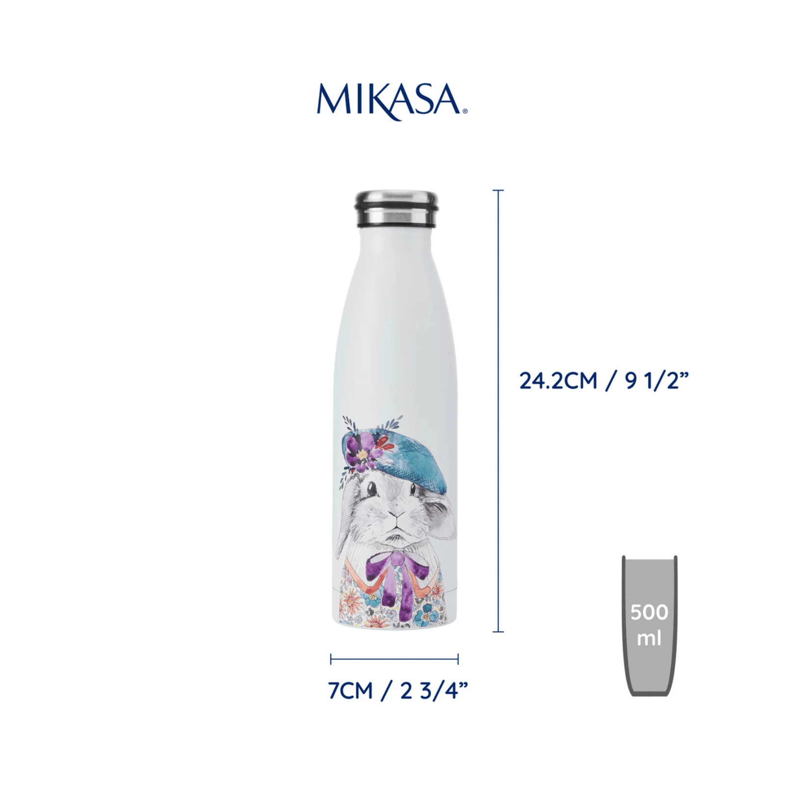 Mikasa x TipperleyHill Water Bottle 500ml Rabbit