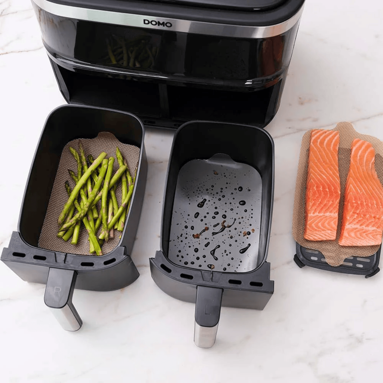 NoStik Silicone Fibreglass Dual Basket Air Fryer Liner Set of 4