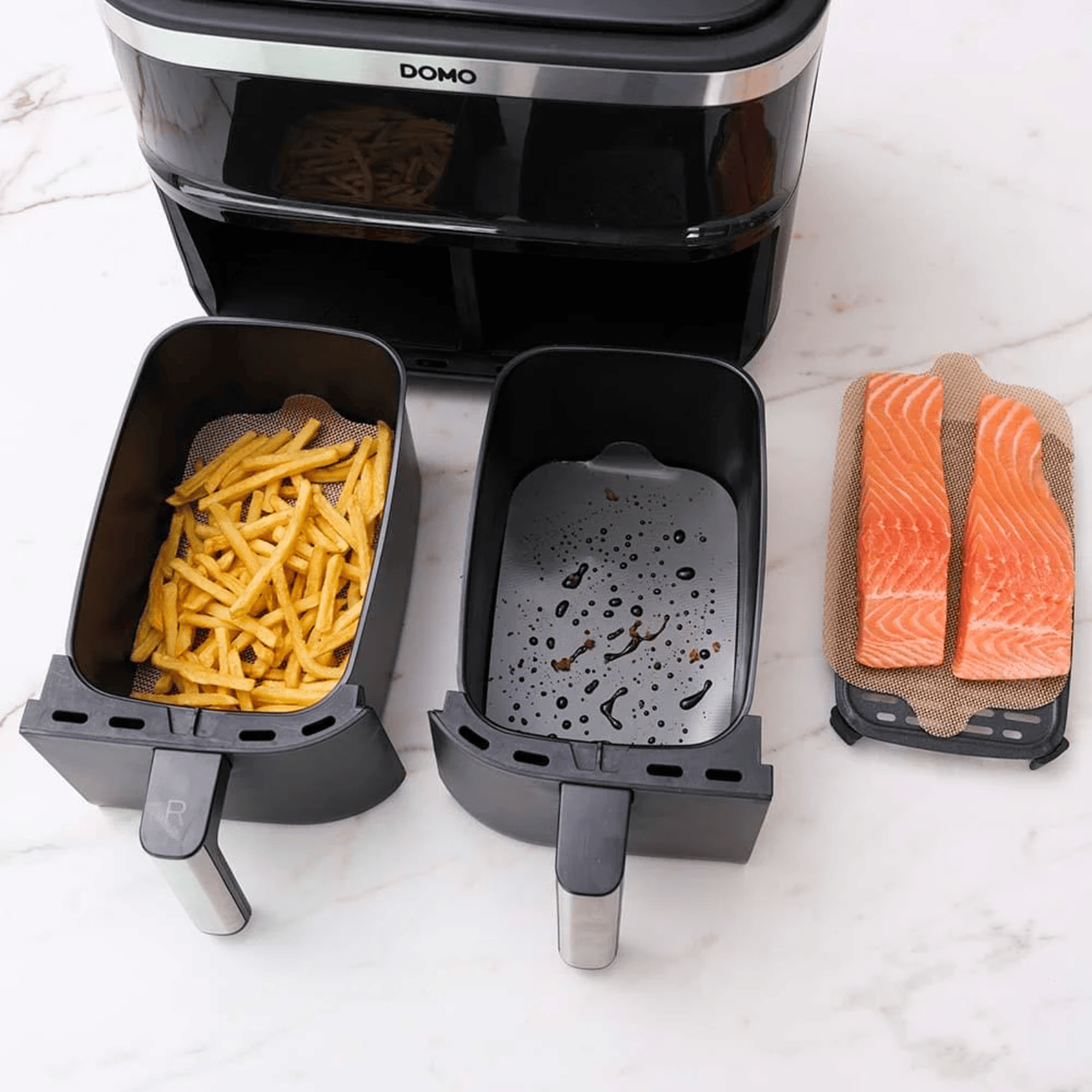 NoStik Silicone Fibreglass Dual Basket Air Fryer Liner Set of 4
