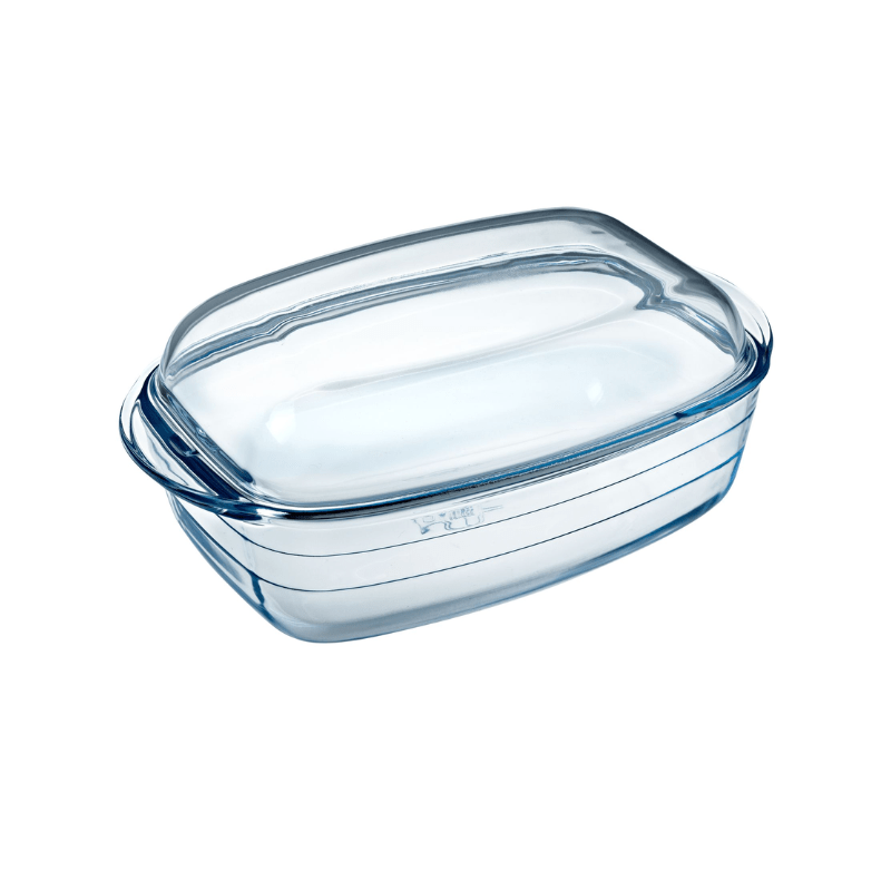 O'Cuisine Borosilicate Glass Rectangular Casserole with Lid 37cm x 22cm 6.5L