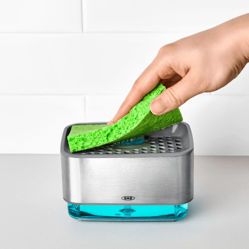 OXO Good Grips Soap Dispensing Sponge Holder The Homestore Auckland