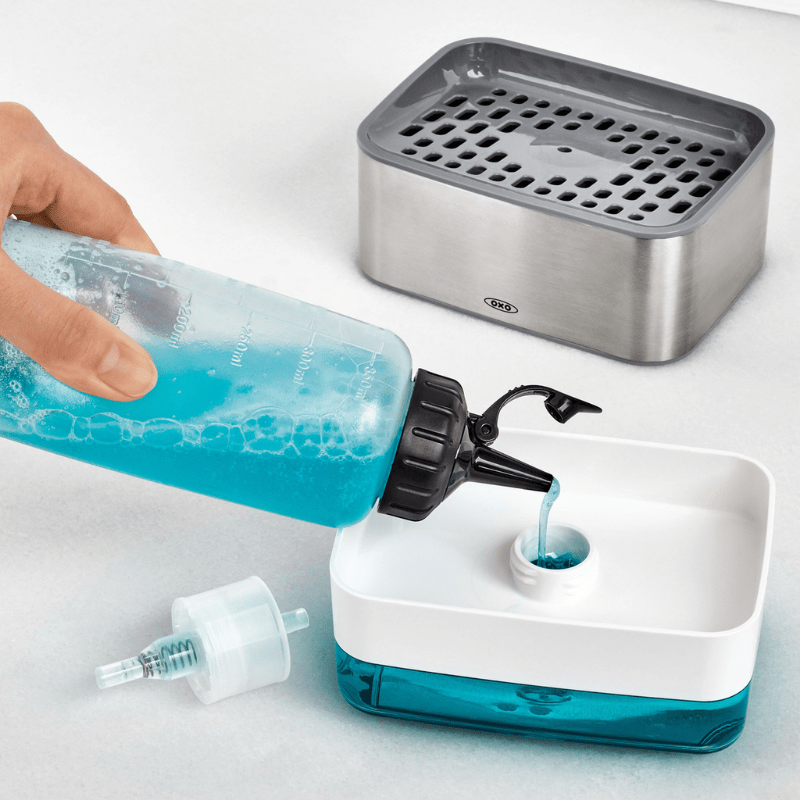 OXO Good Grips Soap Dispensing Sponge Holder The Homestore Auckland