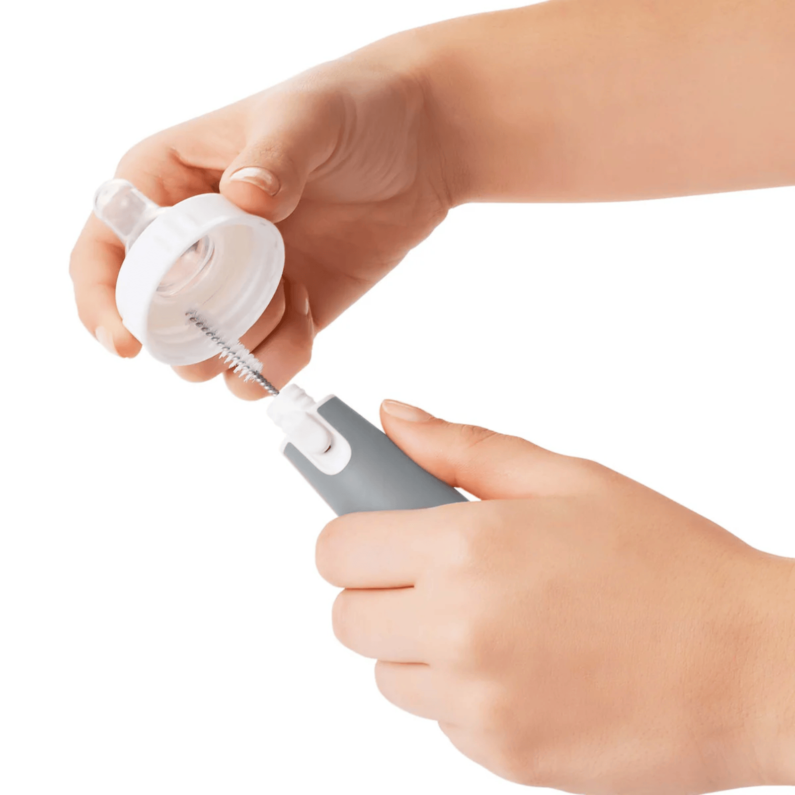OXO Tot Bottle Brush with Detail Cleaner & Stand Pebble