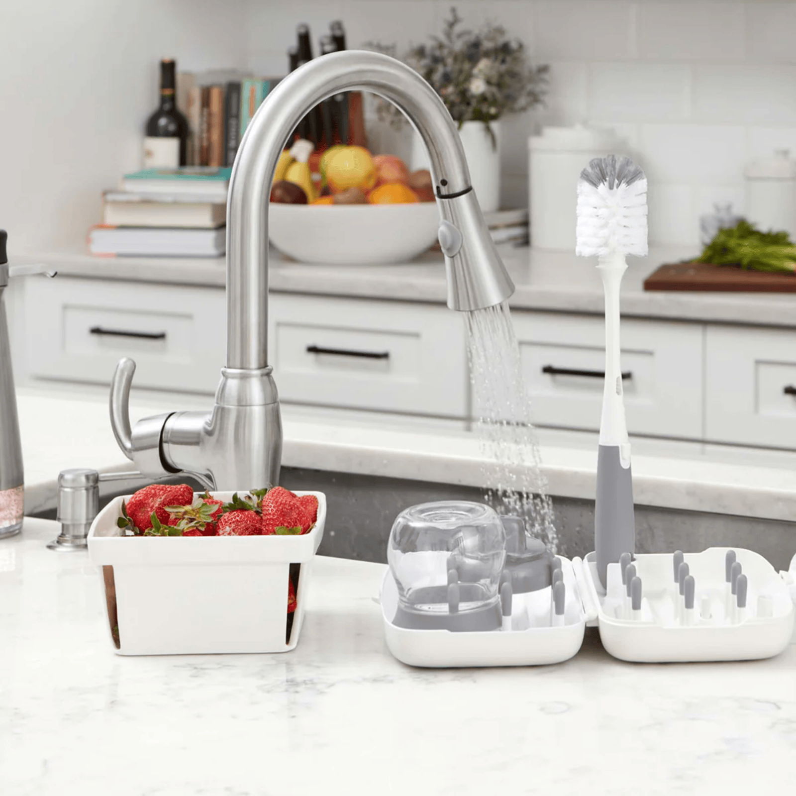 OXO Tot On-The-Go Drying Rack & Bottle Brush Pebble
