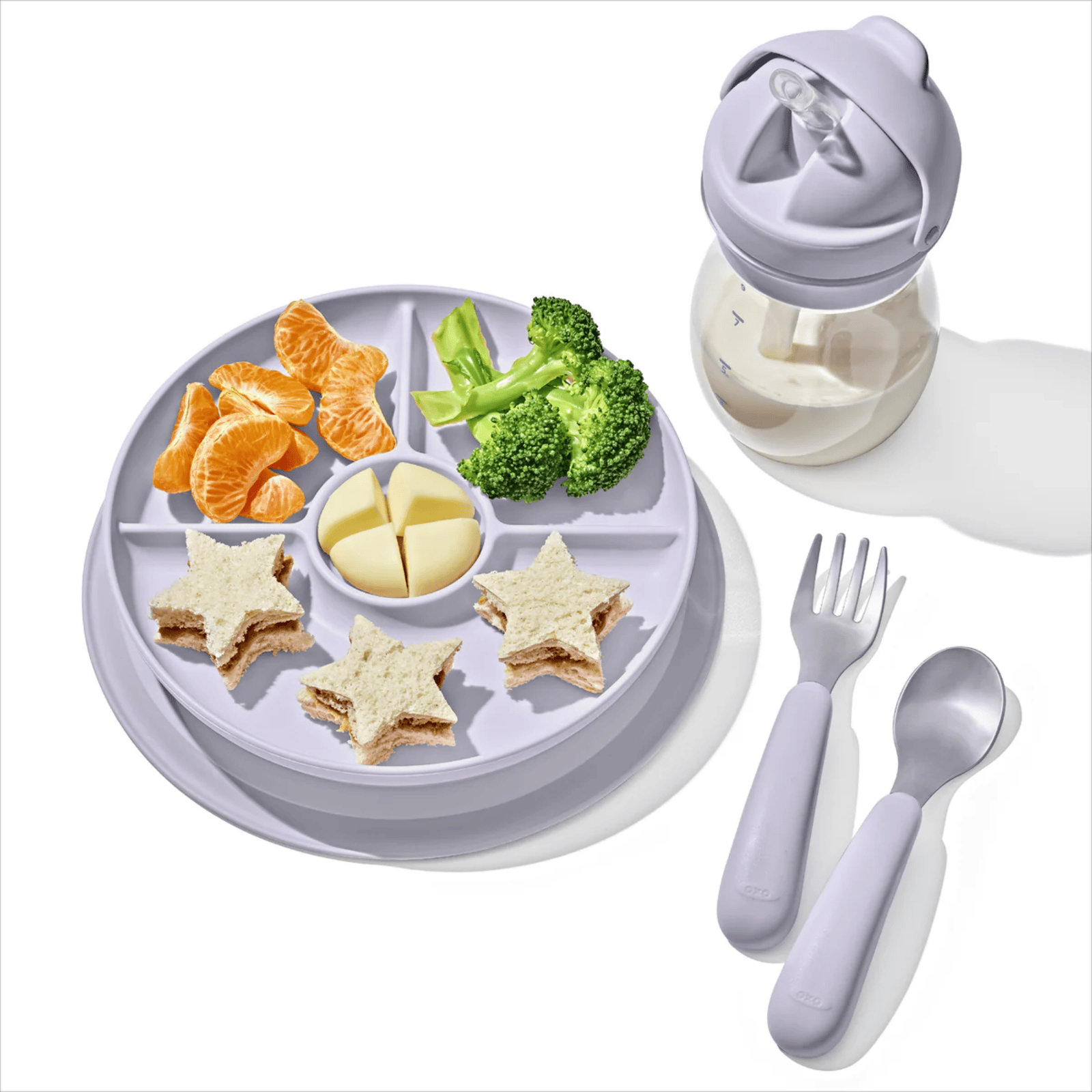 OXO Tot Stick & Stay Divided Plate Lilac