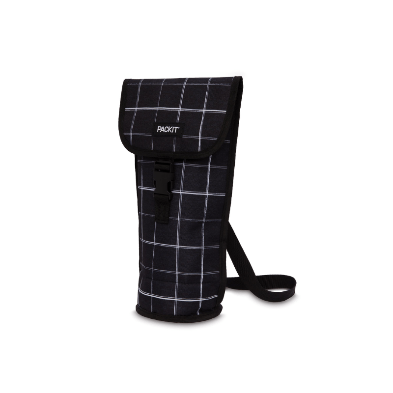 PackIt Freezable Napa Wine Bag Black Grid