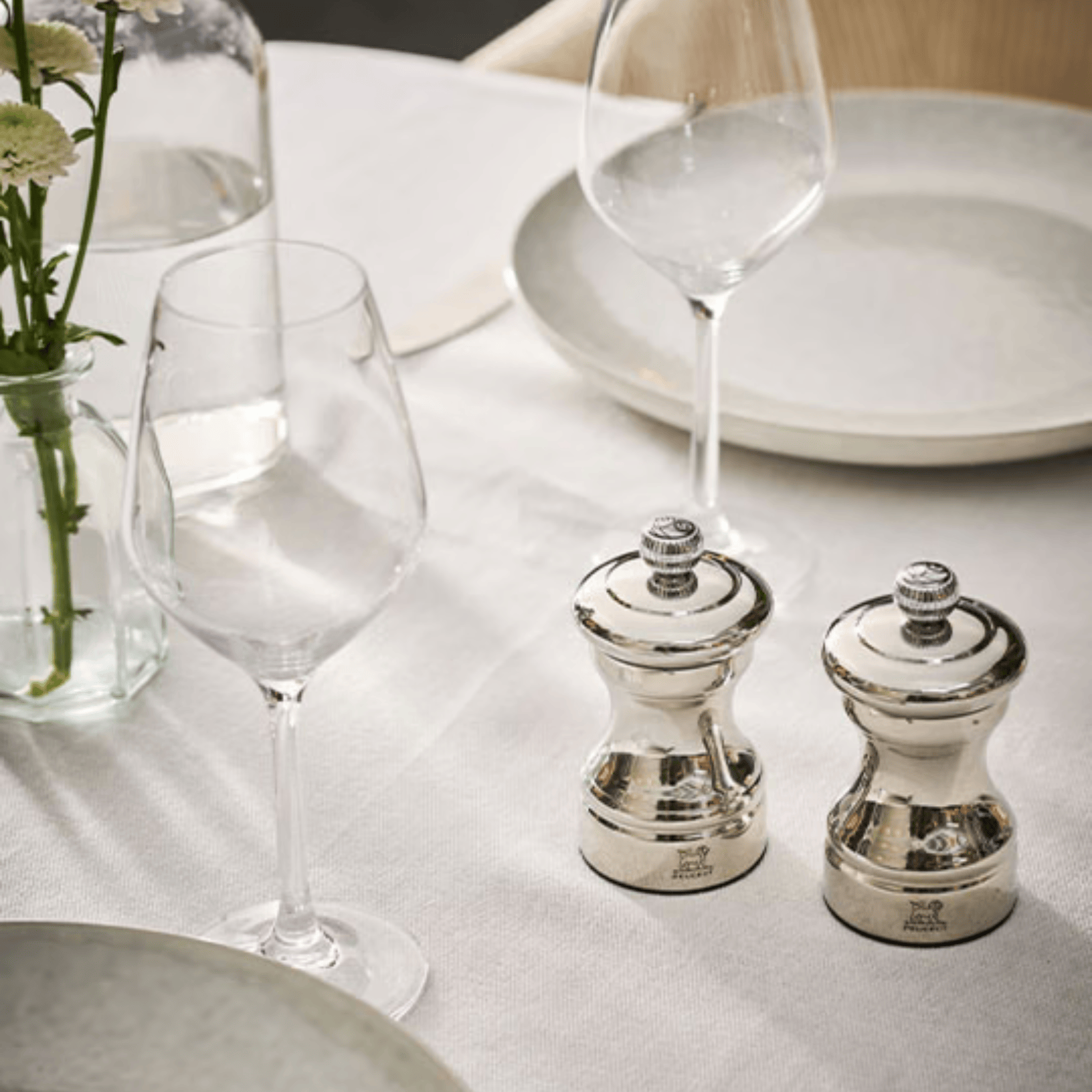 Peugeot Bistro Chef Shiny Stainless Steel Salt Mill 10cm