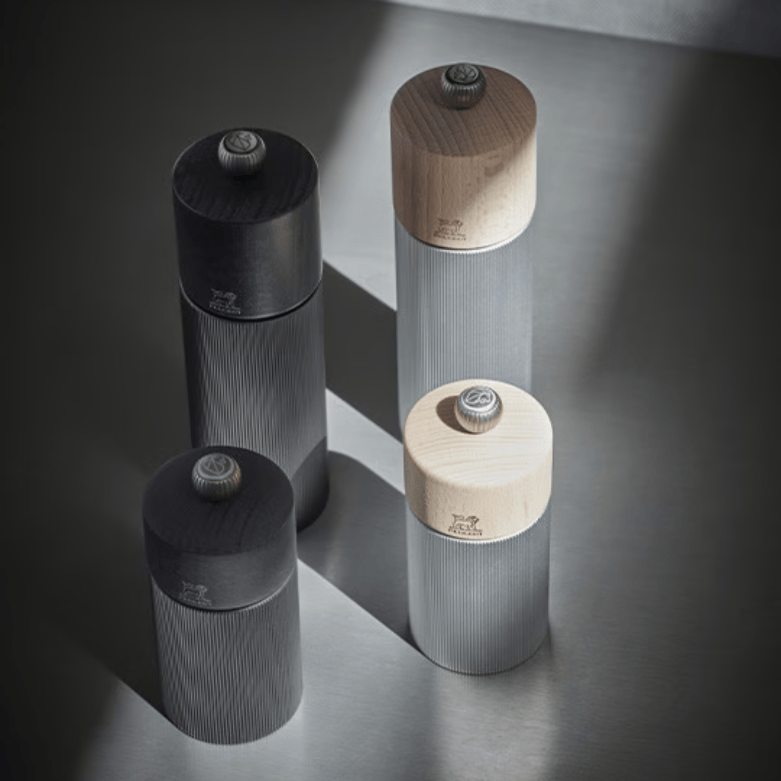 Peugeot Line Aluminium & Graphite Wood Pepper Mill 18cm