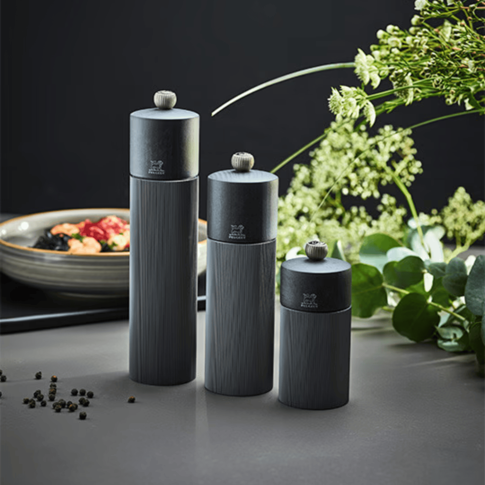 Peugeot Line Aluminium & Graphite Wood Pepper Mill 22cm