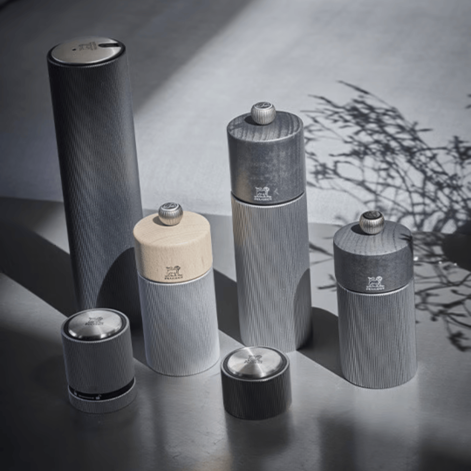 Peugeot Line Aluminium & Graphite Wood Salt Mill 18cm