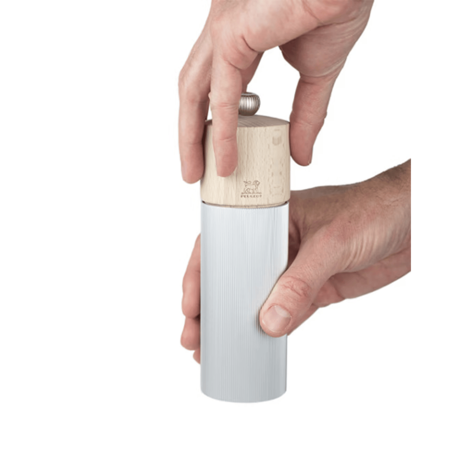Peugeot Line Aluminium & Natural Wood Salt Mill 18cm
