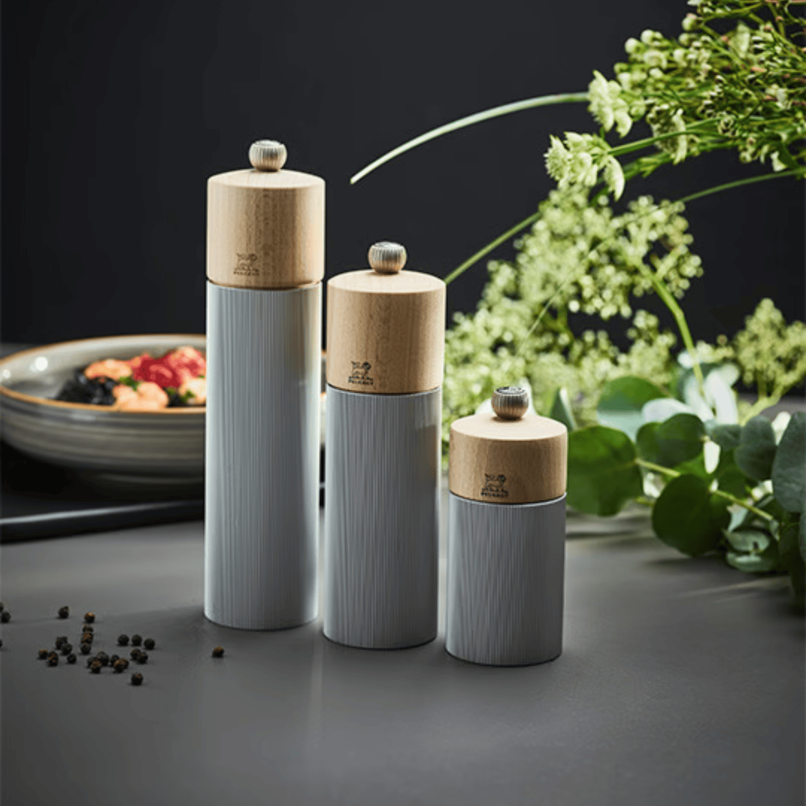 Peugeot Line Aluminium & Natural Wood Salt Mill 22cm