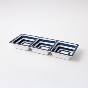 Prepara 3-Section Taco Tray Coastal Stripe