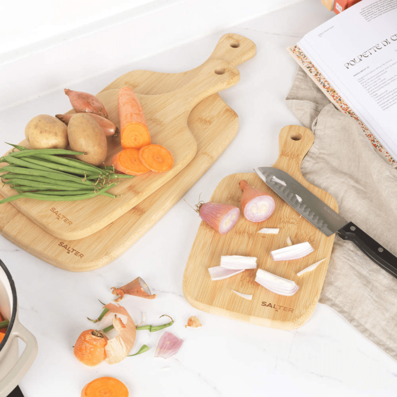 Salter Bamboo Paddle Chopping Boards Set 3-Piece