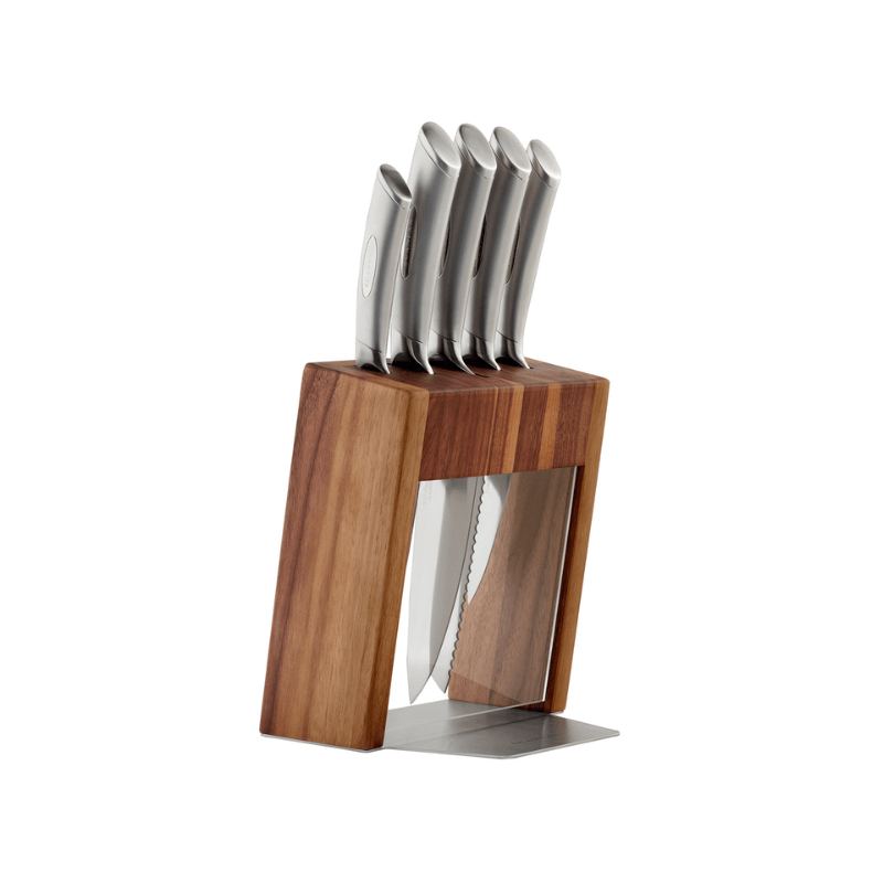 Scanpan Classic Steel Kalo Walnut Knife Block Set 6-Piece The Homestore Auckland