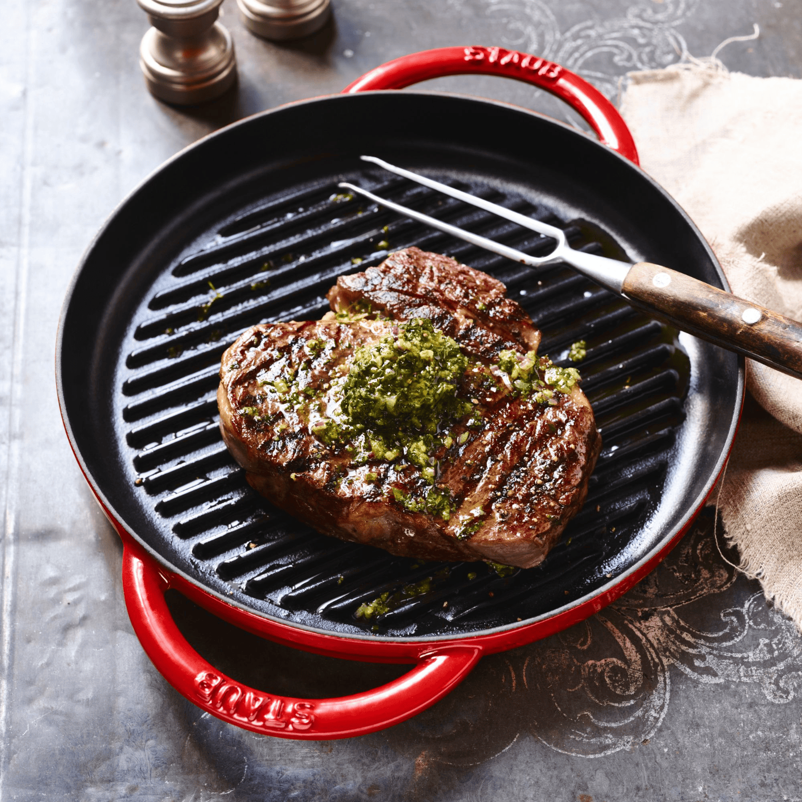 Staub Pure Grill Round 26cm Cherry Red