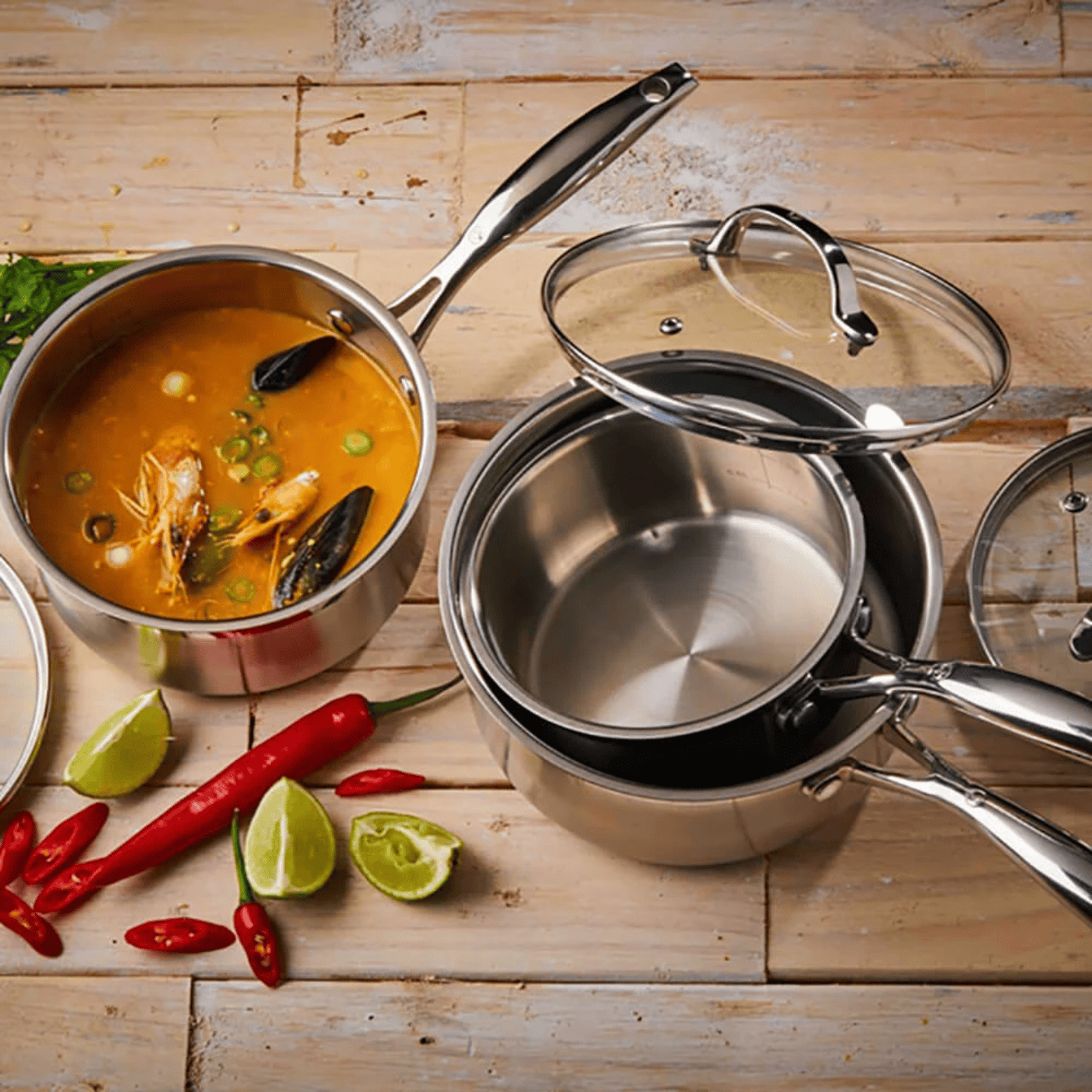 Swiss Diamond Premium Steel Induction Saucepan Set 3-Piece