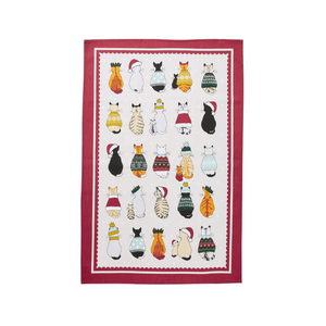 Ulster Weavers Cotton Tea Towel Christmas Cats in Waiting