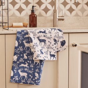 Ulster Weavers Cotton Tea Towel Forest Friends Navy 2-Pack