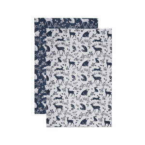 Ulster Weavers Cotton Tea Towel Forest Friends Navy 2-Pack