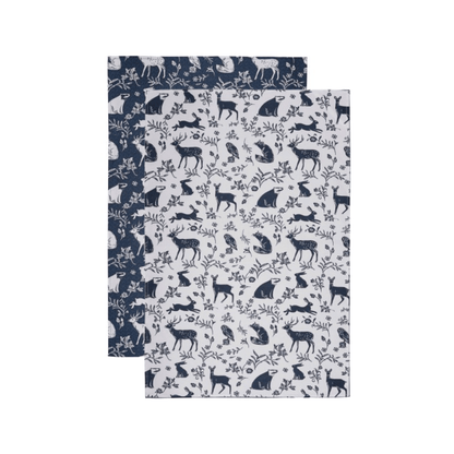 Ulster Weavers Cotton Tea Towel Forest Friends Navy 2-Pack