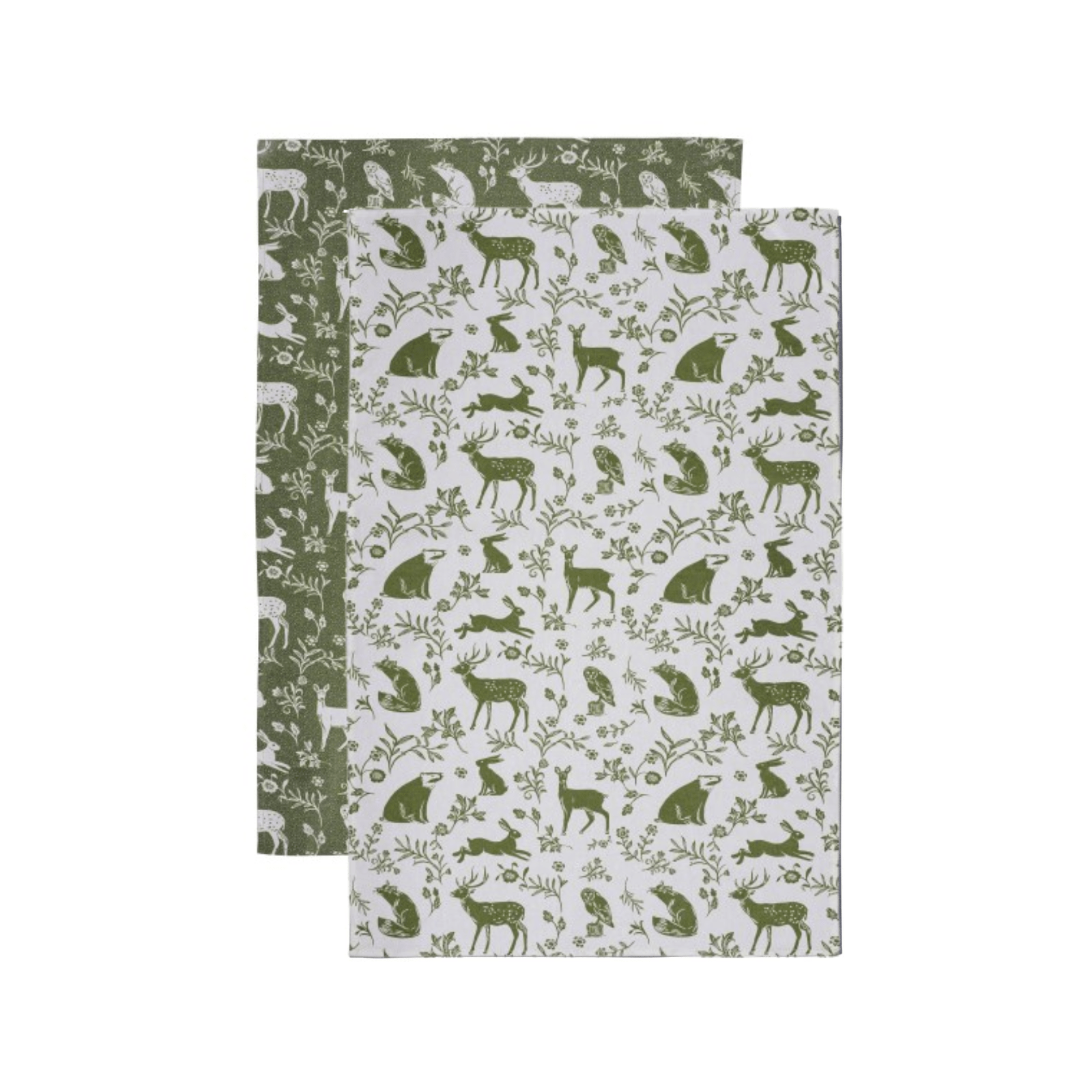 Ulster Weavers Cotton Tea Towel Forest Friends Sage 2-Pack